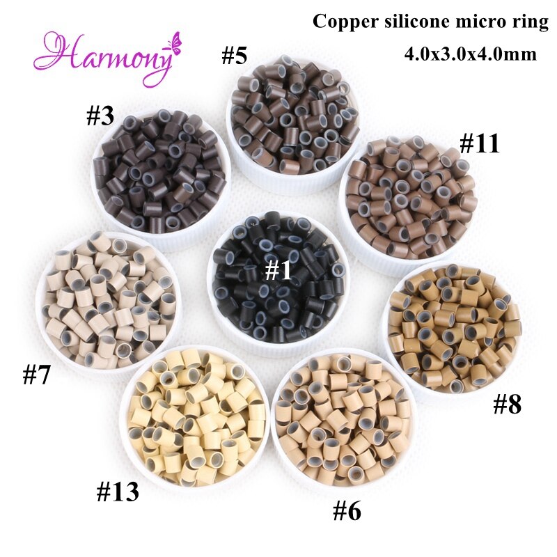 Harmony plus hiukset 1000 kpl 4.0*3.0*4.0mm silikonikuparista mikrorengasta/linkkejä/helmiä/putki kaikenlaisille hiustenpidennysvälineille