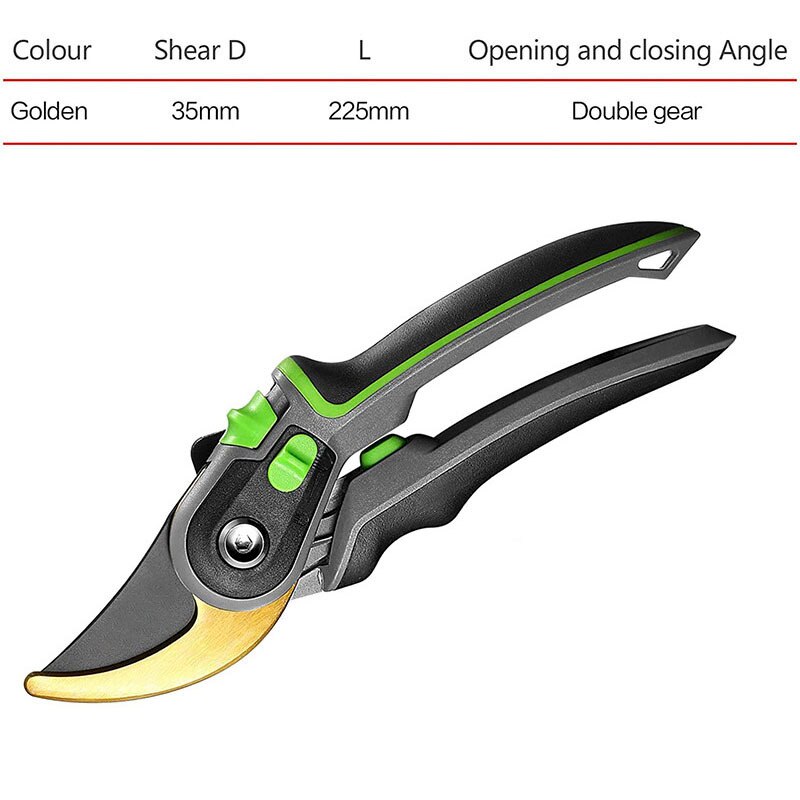 Gardening Pruning Shears Labor-saving Plant Trim Horticulture Hand Pruner Cut Secateur Shrub Garden Scissor Tool: Gold
