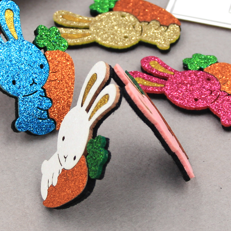 10 szt. Brokatowy króliczek filc dla DIY niemowlę dziewczynka Królik utrzymać marchewka akcesoria Kawaii wielkanocne sierść zwierzęca nakrycia głowy dzieci