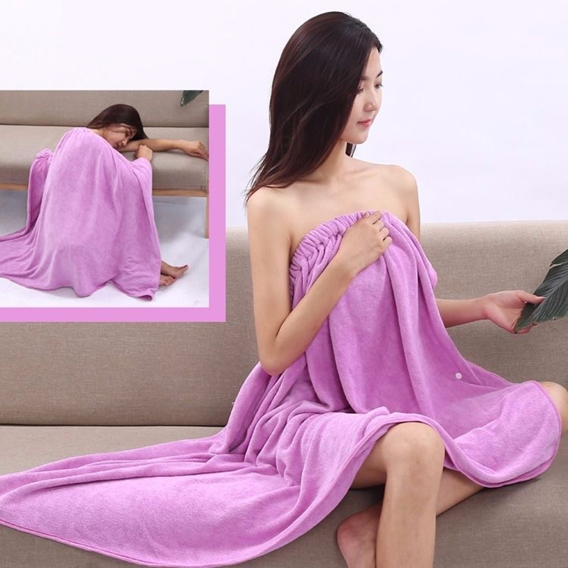 Solid Color Microfiber Quick-Drying Women Soft Bath Towel Absorbent Breathable Bathrobe Shower Washcloth for Bathroom Beach