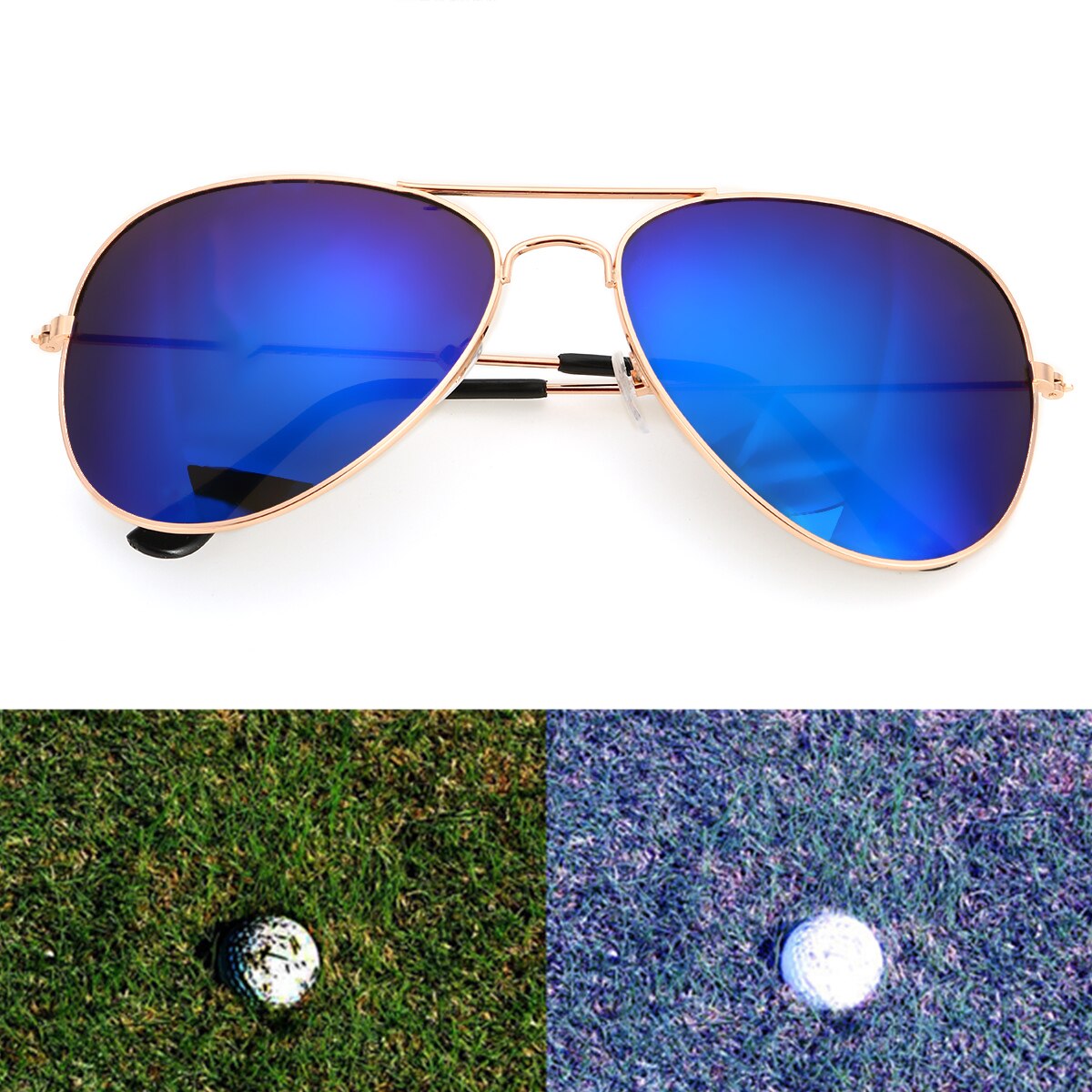 Men Retro Sunglasses Fishing Golf Ball Finder Glasses Eye Protection Golf Accessories Blue Lenses Sport Glasse
