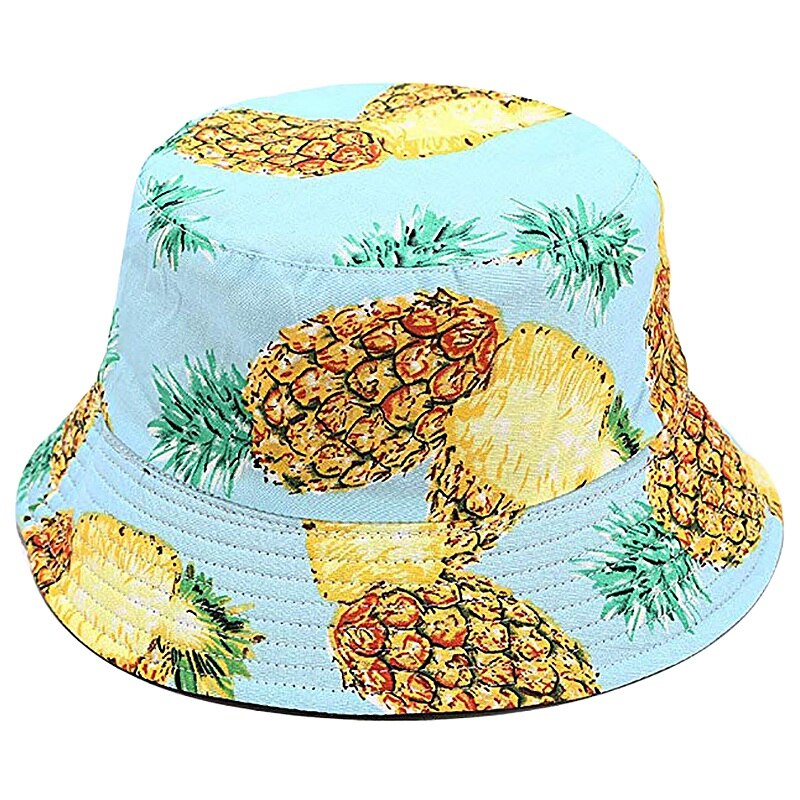 Bucket Hat Two Side Reversible Fruit Bucket Hat for Men Women Summer Bucket Cap Fisherman Hat: Light Blue