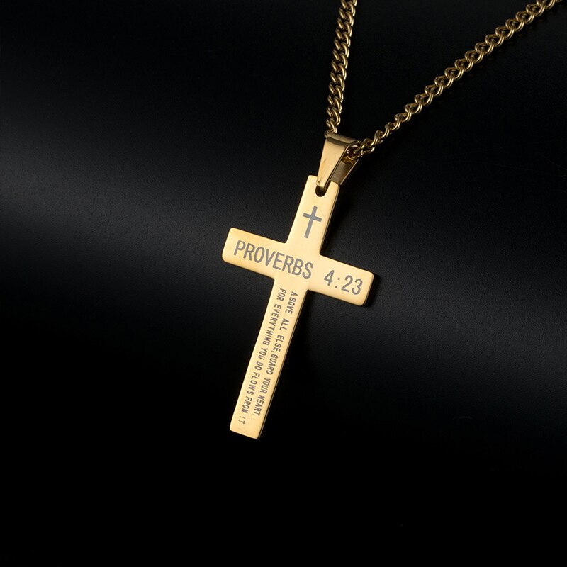 Kruis Ketting Mannen China Spreuken Brief Hanger Gouden Ketting Ketting Rvs Choker Ketting Sieraden Op De Hals