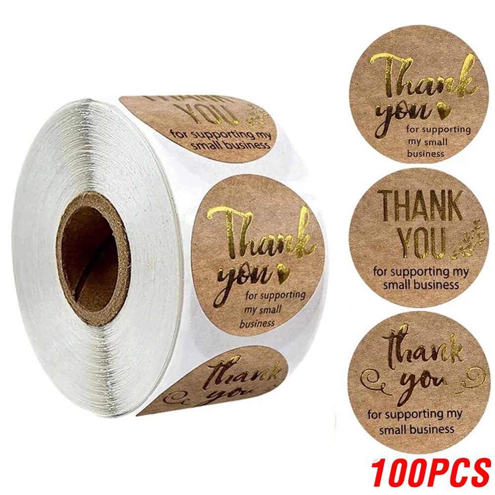 100-500Pcs Kraft Paper Self Made Sticker Met Liefde Plakboek Envelop En Verpakking Sticker Manual Maken Briefpapier label: YH19-100pcs
