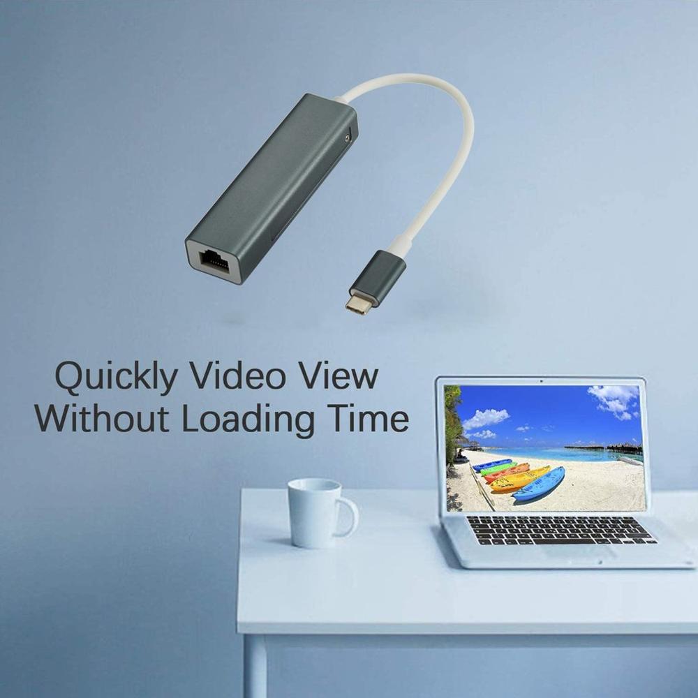 Usb C Hub Gigabit Ethernet Rj45 Lan Adapter Usb Type C Naar Usb 2.0 Hub 10/100 Netwerkkaart Voor Macbook