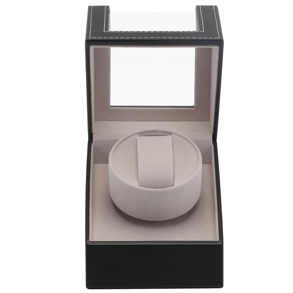 Remontoir De Montre Double Automatique Avec Plateau Organisateur - Boîte En Suède Gris - 3 Compartiments
