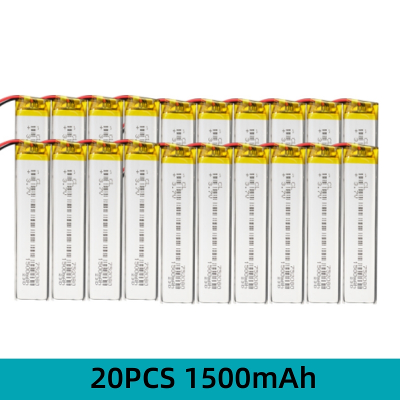 1500 mAh z.SHTV 752080 Lithium-polymeer Li-ion batterij voor speelgoedgps, mp3, mp4-luidspreker, kaartlezer, vervanging van de camerabatterij.