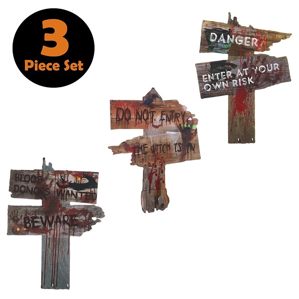 Halloween Decorations Yard Signs Stakes Beware Props Outdoor Decor Party Supplies Party & DIY Decoration Haloween props: Default Title