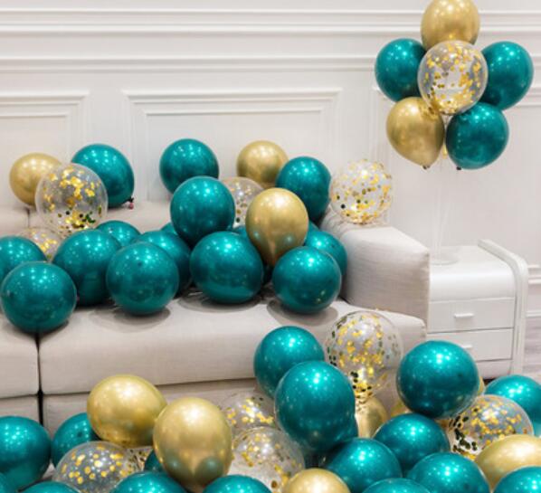 30 Pcs 15 Sets 10inch Double Layer Parel Teal Green Latex Ballon Turquoise Helium Premium Ballonnen Verjaardag Bruiloft decor: 02