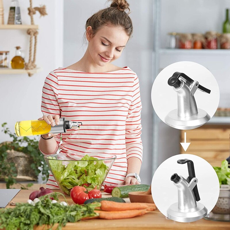 Glass Olive Oil Dispenser Bottle Capacity Oil Vinegar Cruet Clear Glass Dispenser Bottle Oil Container 22 Oz/650Ml