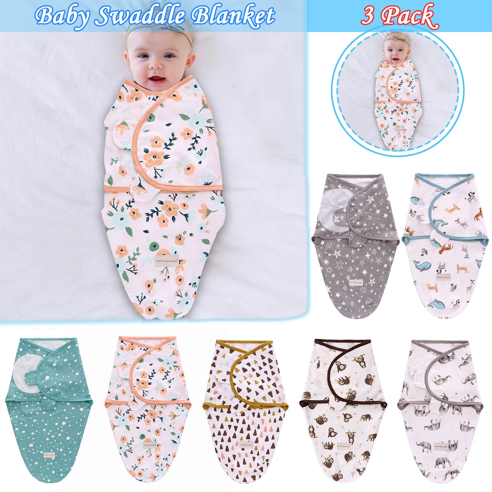 3Pcs Baby Jongens Meisjes Deken Wrap Katoen Zachte Baby Inbakeren Slaapzak Voor 0-6 Maanden Pasgeborenen Baby beddengoed Deken