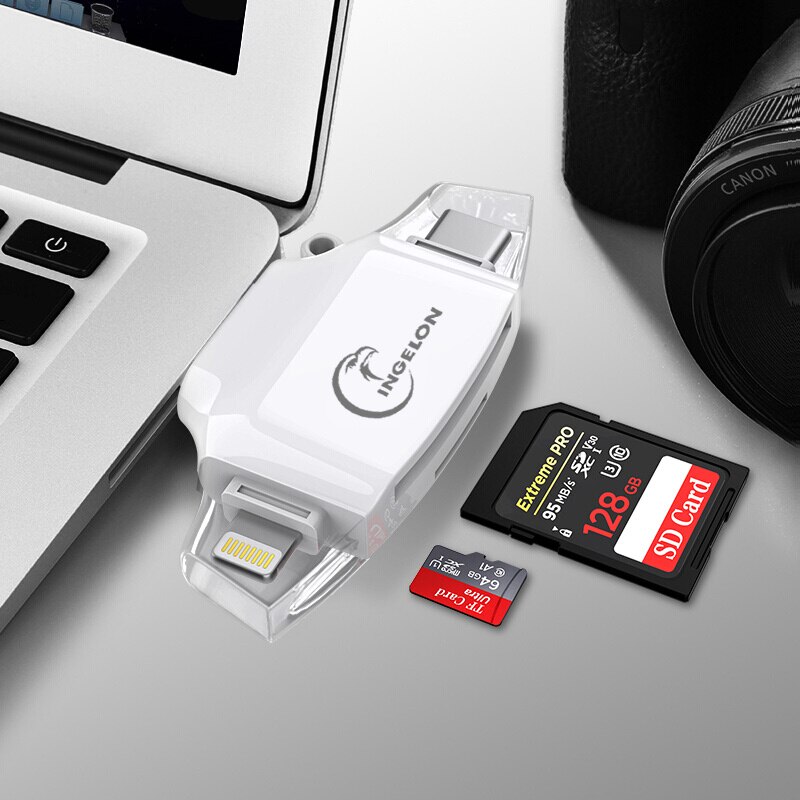 Ingelon sd-kortläsare microsd sdxc/sdhc sd usb c mmc idragon adapter tf minne för ios iphone &amp; android kortläsare