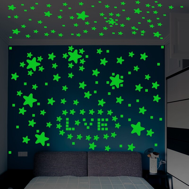 3Pcs Lichtgevende Ster Stickers Glow In The Dark Zelfklevende Muurstickers Voor Slaapkamer Woonkamer Nursery Kids kamer