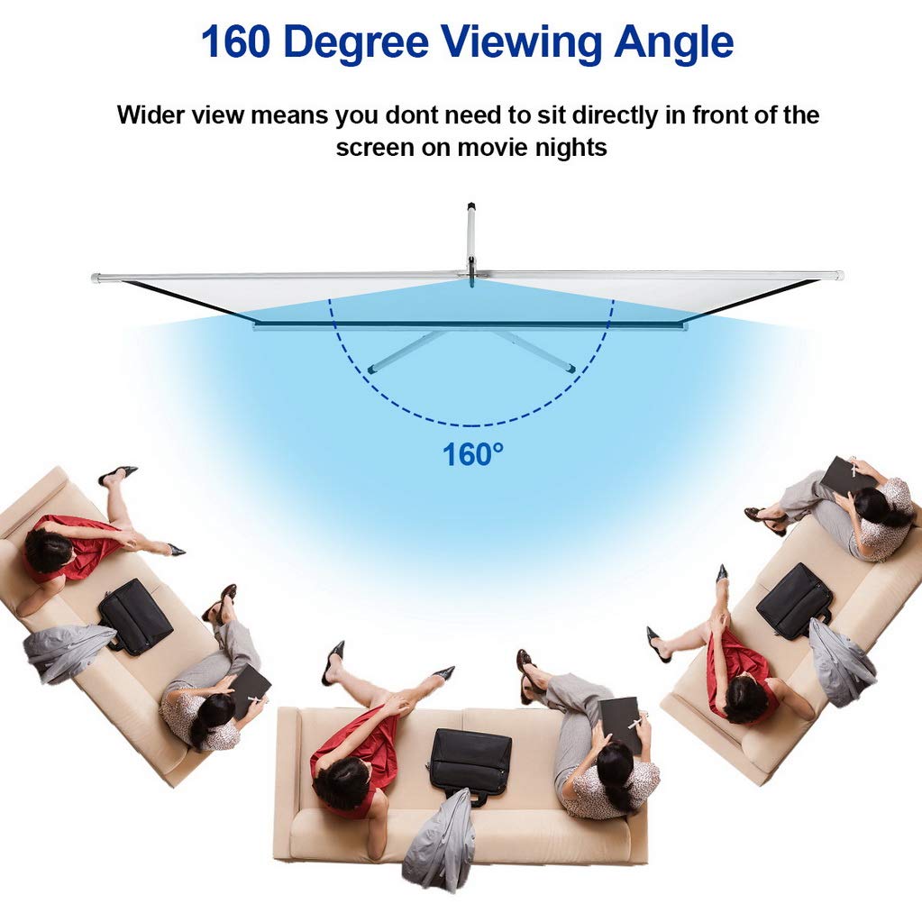 60-100 inch 16:9 Portable Indoor Outdoor Projector Screen Matte White Fabric Fiber Screen With Pull Up Foldable Stand Tripod