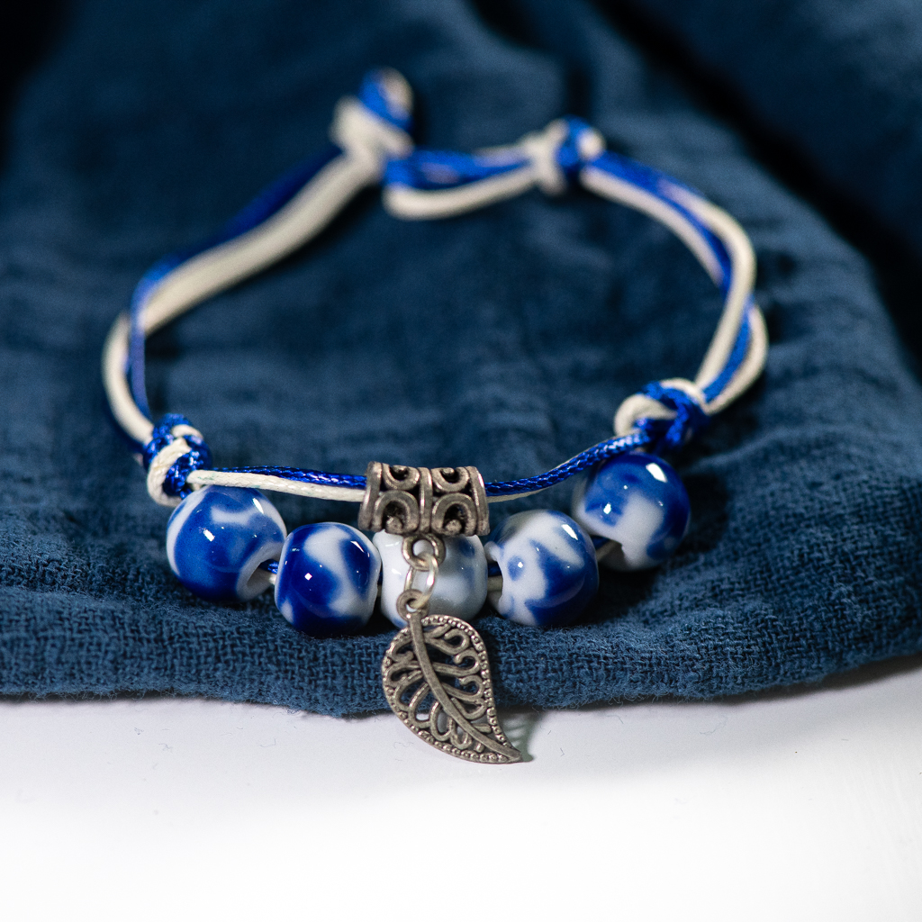 Pulsera de Cerámica con Cuentas - Cuentas Redondas - Estilo Vintage - Joyería para Mujer: Chapado en rodio