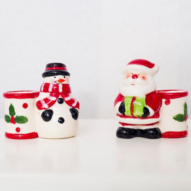 Boîte à cure-dents de noël support pour cure-dents en céramique pot à cure-dents père noël bonhomme de neige cuisine Restaurant Table décoration N06 5