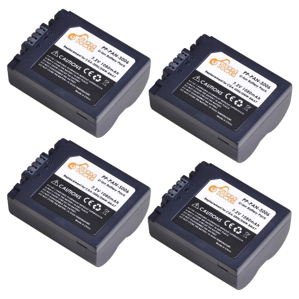 CGA-S006 DMW-BMA7 Battery +LED Daul USB Charger for Panasonic Lumix DMC-FZ7 DMC-FZ8 DMC-FZ18 DMC-FZ28 FZ30 FZ35 FZ38 FZ50 Camera: 4 Battery