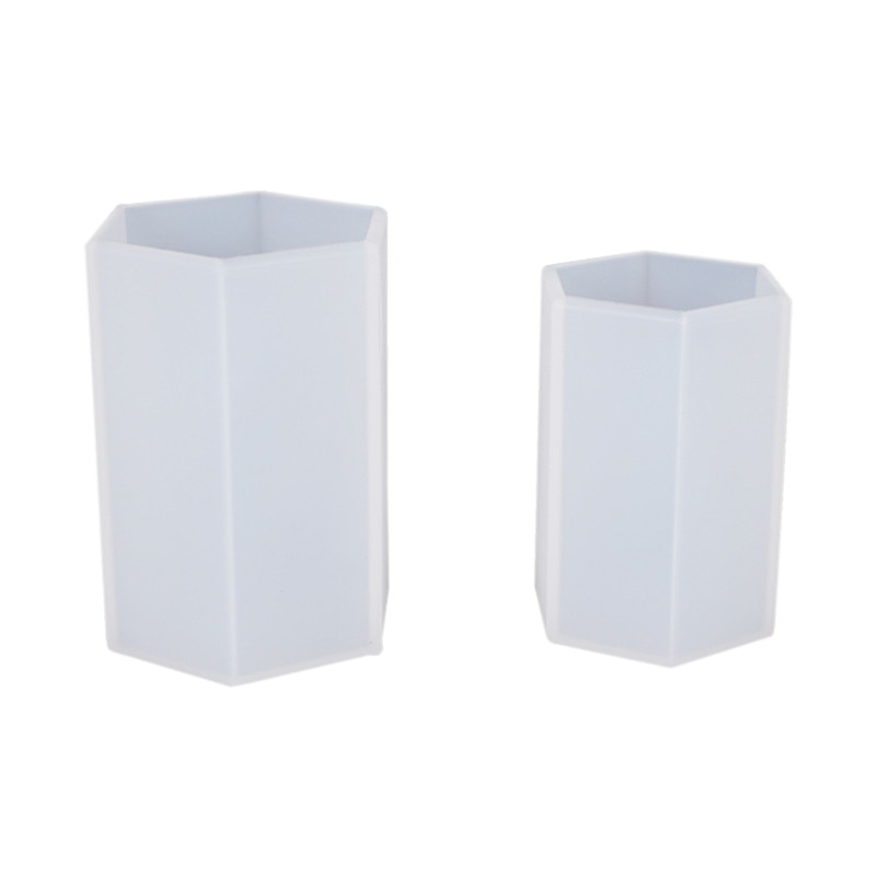 Molde de silicona para bolígrafo para bricolaje, recipiente organizador hexagonal de resina epoxi, soporte de almacenamiento redondo, moldes de sílice, manualidades, herramientas de fabricación de joyas