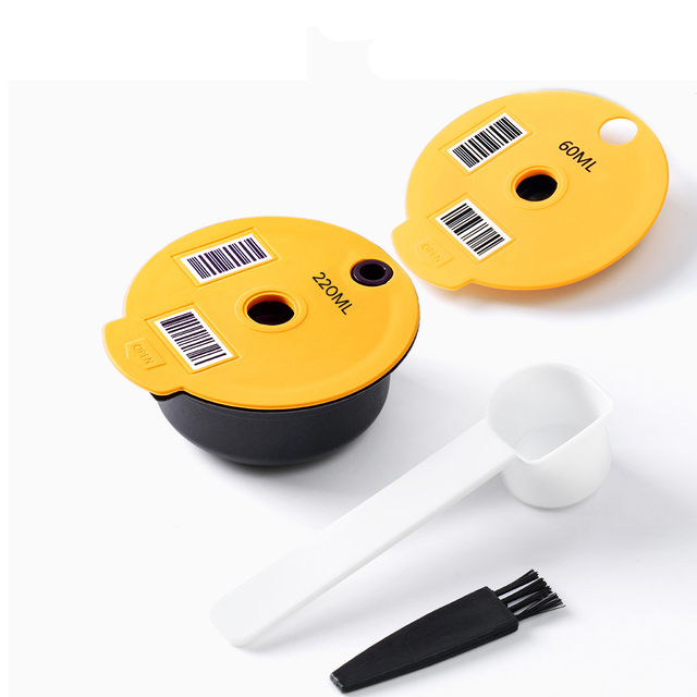 60/180200/220ML Reusable Coffee Capsule Pods for BOSCH-s Machine Tassimo Refillable Filter Pod Silicone Lid Replacement: light yellow
