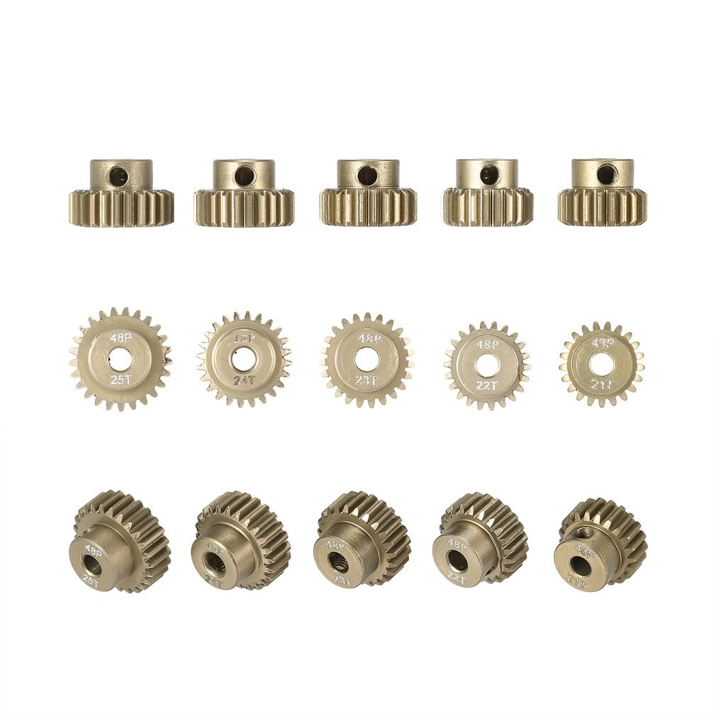 Overtreffen-Hobby 48DP 5Pcs 3.175Mm 21T 22T 23T 24T 25T Metal Pinion motor Gear Combo Set Voor 1/10 Rc Auto Geborsteld Borstelloze Motor