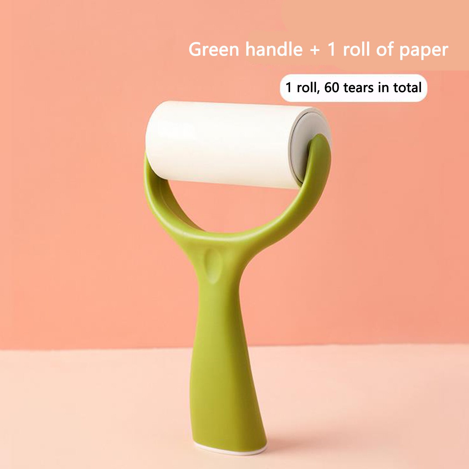 25#  stand-up rulle klæbemiddel husholdningstøj fjernelse af hårbørste vaskbar rulle renere fnug rengøringsmiddel: Grøn