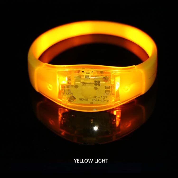 Bracelet en Silicone à lumière contrôlée par le son, lueur active, clignotant, de fête, fête, mariage, fête, Festival: yellow