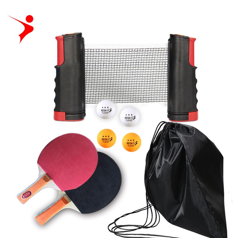 Regail tafeltennispak draagbaar tafeltennisracket telescopisch roosterpak 4 stuks tafeltennis