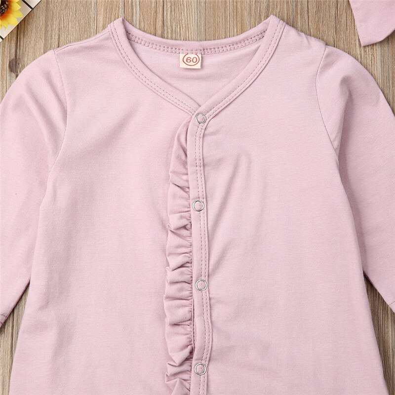 Emmababy-ropa para bebé recién nacido, Pelele de algodón de manga larga con volantes + mono con diadema 2 uds., atuendo de 0 a 24M