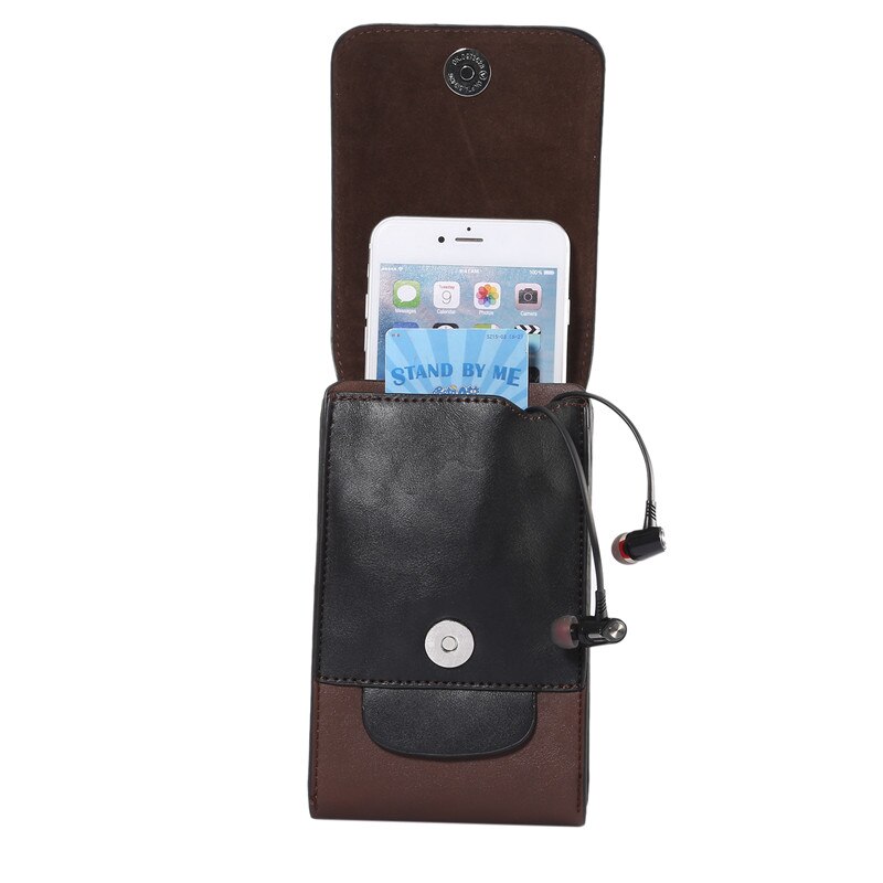 Yiang män midjeväska läder 6.5/6.3 tum mobiltelefon / mobiltelefon myntväska ficka bälte bum påse pack pu material 4 färger
