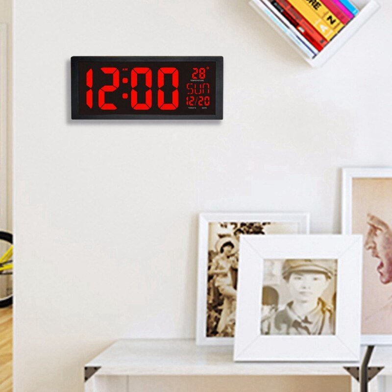 Beste Großen Bildschirm große Elektronische Wanduhr Schreibtisch LED Digital Kalender Uhr Thermometer Tageslicht sparen Für Küche Uhr M