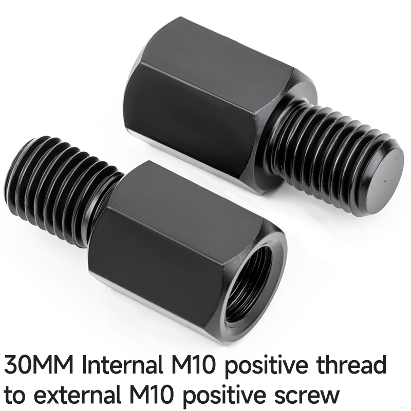 Longer Extension Black Motorcycle Rearview Mirror Adapters M8 8mm M10 10mm Anti clockwise Right Left Hand Thread Changing Screws: black