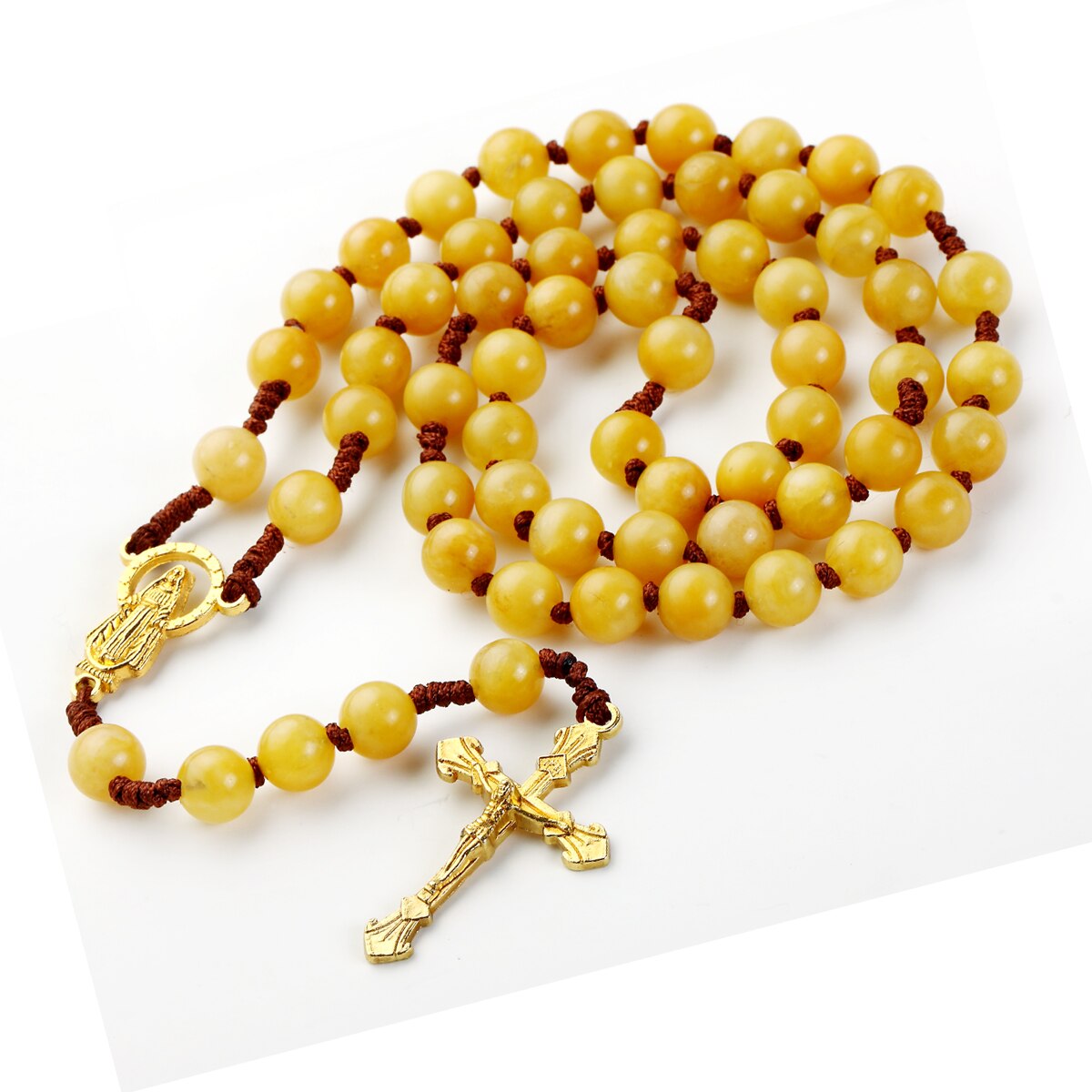 Rosary Beads Catholic Necklace Crucifix Cross Church Memorial Souvenir With Holy Pouch: B