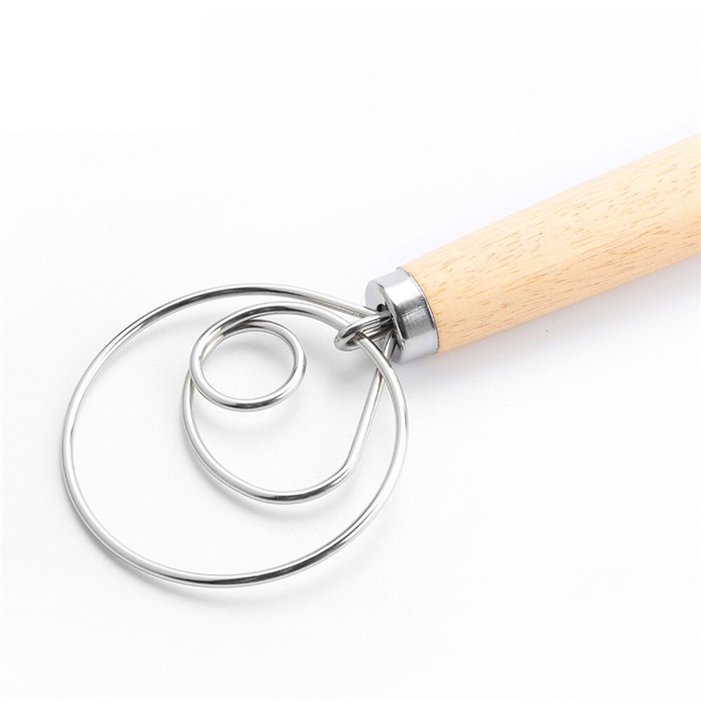 Double Coil/ Single Coil Bread Dough Whisk Mixer Blender Egg Beater 13’’ Wooden Handle Mixer Kitchen Dough Blender Egg Beater