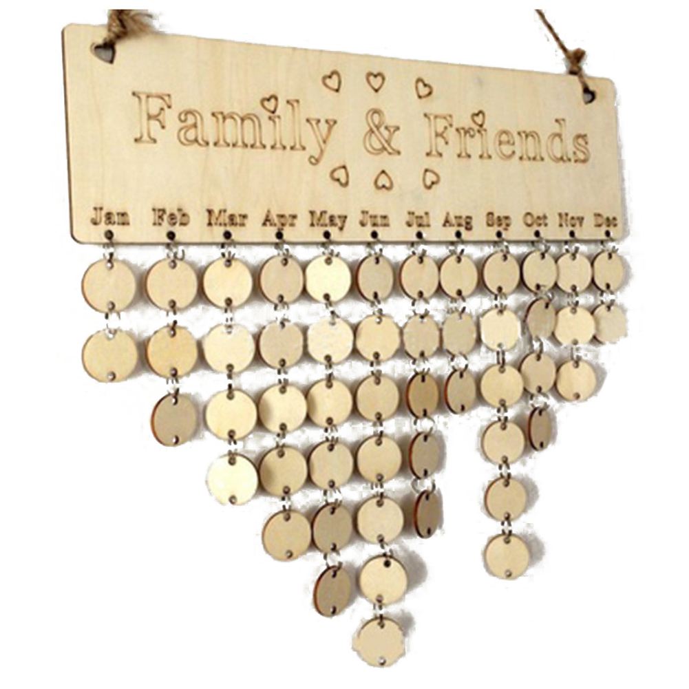 Tablero de recordatorio de cumpleaños DIY de madera para familia y amigos, calendario de Evento de madera para manualidades perpetuas, calendario colgante