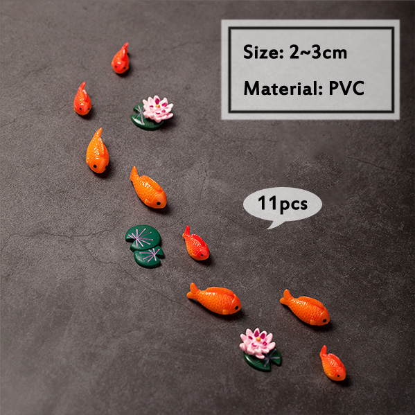 BAIUFOR pez hoja de loto pato de dibujos animados conjunto terrario acuario figuritas DIY Hada jardín pecera paisaje miniatura decoración del hogar: Moteado