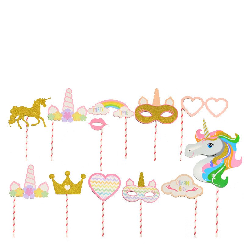 Accessoires de stand Photo licorne arc-en-ciel, décoration de fête d'anniversaire pour enfants, fournitures pour de mariage