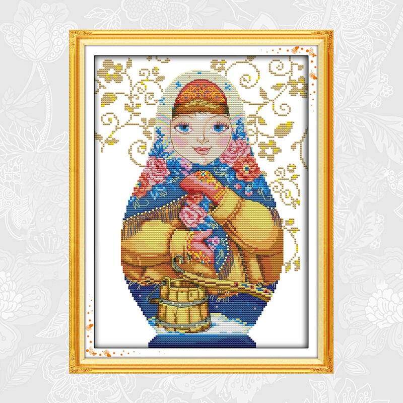 Russian Doll Patterns Cross Stitch Kits Printed Aida Canvas 14CT 11CT Chinese Embroidery Sets DIY Handmade Needlework Crafts