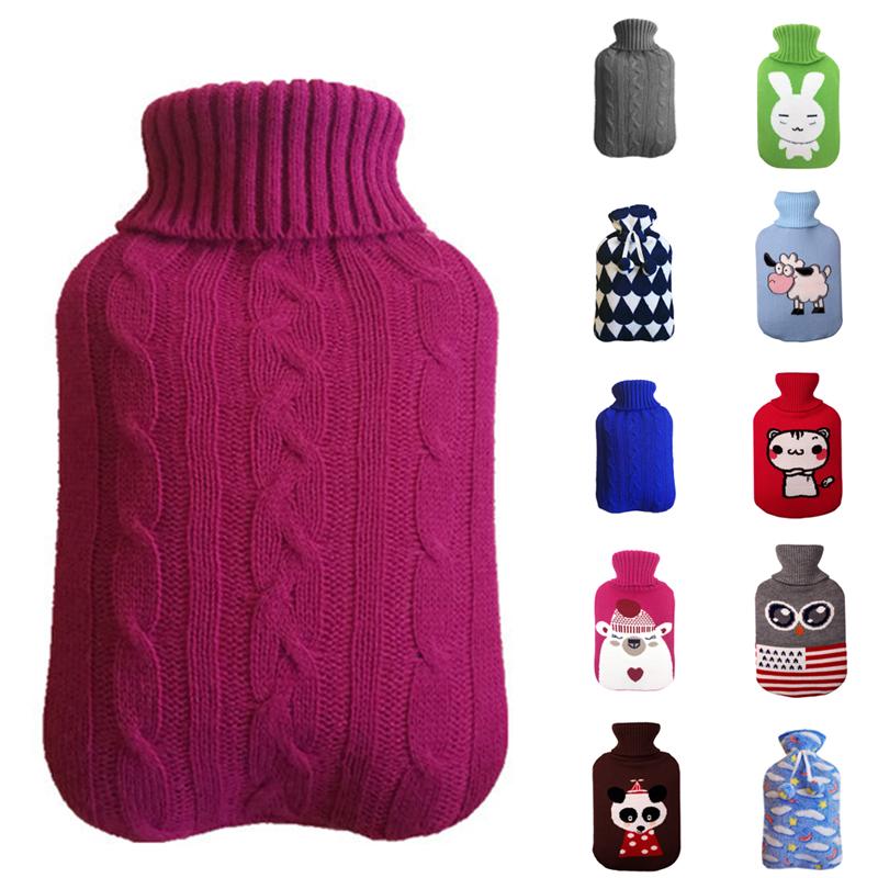 Bouteilles d'eau chaude 2000ml grand sac d'eau chaude tricoté couverture résistant au froid conservation de la chaleur produits de couverture de bouteille d'eau chaude