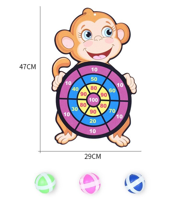 Cartone animato a doppia faccia DartBoard lanciare palline appiccicose Sport al coperto giocattolo famiglia gioco interattivo dardo regalo di natale per bambini: monkey