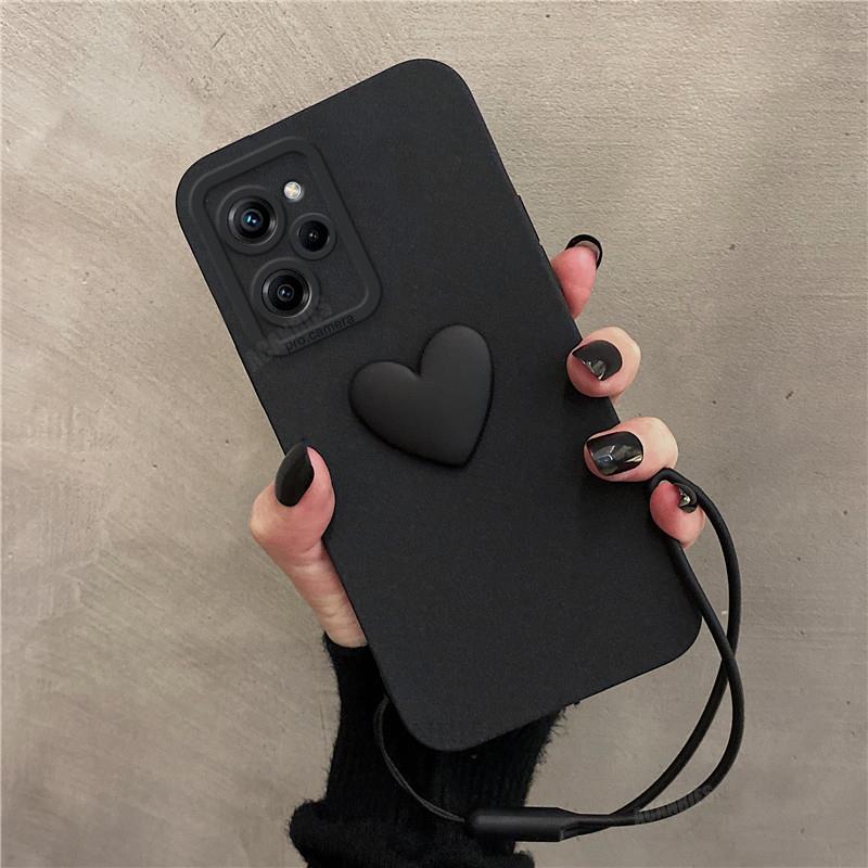 Pocox5pro lindo 3D amor corazón funda de silicona para Xiaomi Mi Poco X5 Pro X 5 X5pro X3 cordón correa de muñeca cubierta: Tela de algodón / Beige
