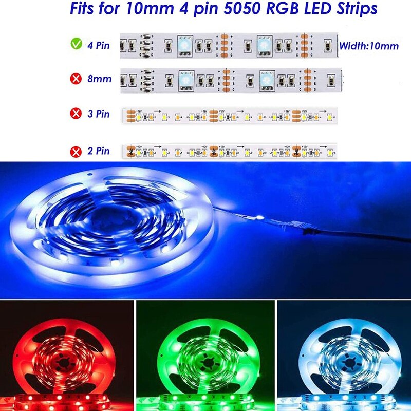 Led Licht Bar Connector Kit, 5050 4-Pin Led Connector Zonder Soldeer Hoek, rgb Led Light Connector Voor Led Licht Bar