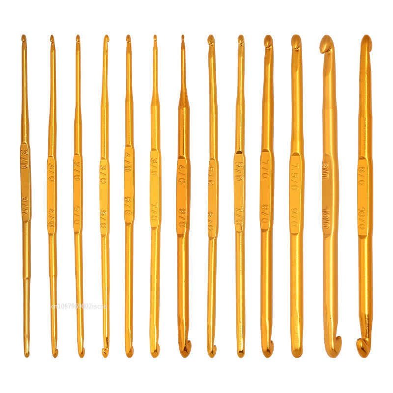 Agujas de ganchillo de aleación de aluminio para costura, gancho de doble cabeza para manualidades, tejido hecho a mano, hilo para tejer ropa, herramientas para principiantes, 2/0- 7/0