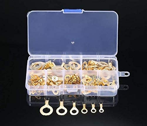 150 Stuks Ring Kabelschoenen Ring Ogen Brass Crimp Kabel Niet Geïsoleerde Connector Draad Terminals Assortiment M3 M4 M5 m6 M8 M10