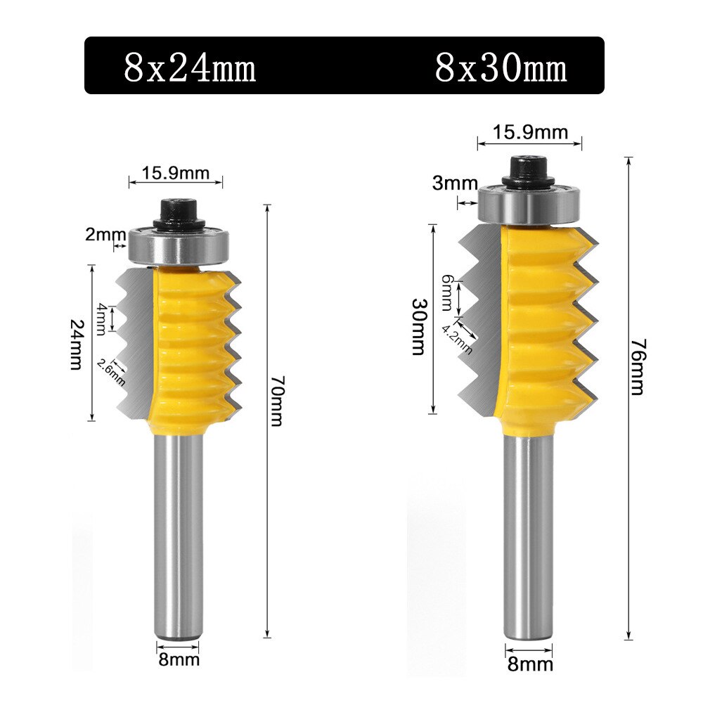 1PCS 8mm Shank Finger Joint Glue Milling Cutter Raised panel V joint Router Bits for Wood Tenon Woodwork Cone Tenoning Bit