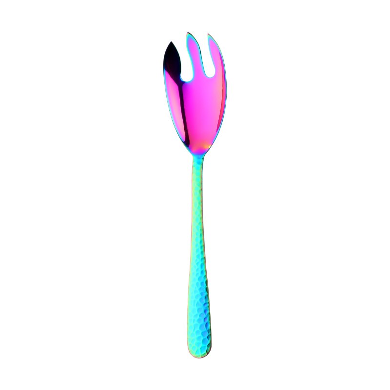 12 Inch Grote Opscheplepel Vork Kleurrijke Verbazingwekkende Rainbow Salade Server Eetlepel Roestvrijstalen Eetkamerstoel Kitechen Gebruiksvoorwerp: Rainbow NO.0-Fork