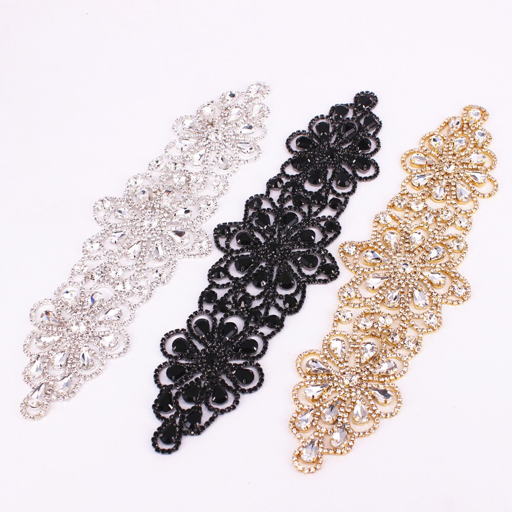 1 para brillant weiß kristall Applikationen stein quasten für Bekleidungs Kostüm Dekoration atemberaubend Strass Applikationen trimmen