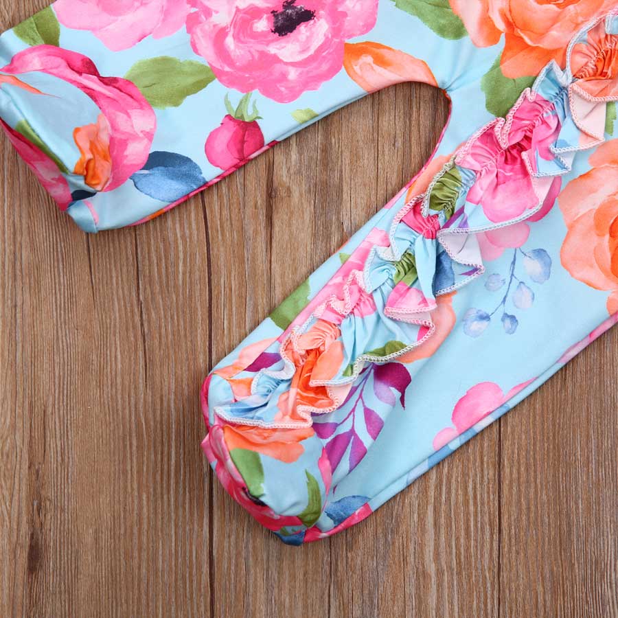 Newborn Infant Baby Boy Footies Sleeper Romper Floral Print One Piece Headband Toddler Baby Girls Winter Romper Jumpsuit Clothes