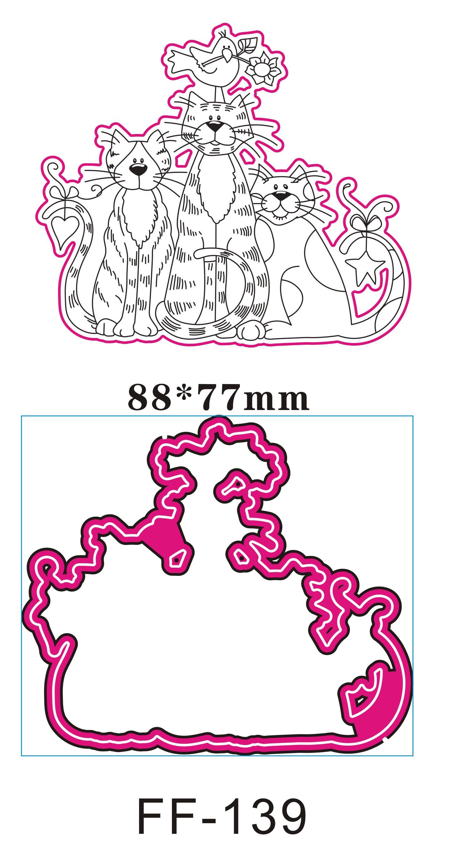 Three cats ransparent Clear Stamps Metal cutting die Silicone Seals for DIY scrapbooking photo album Card Making