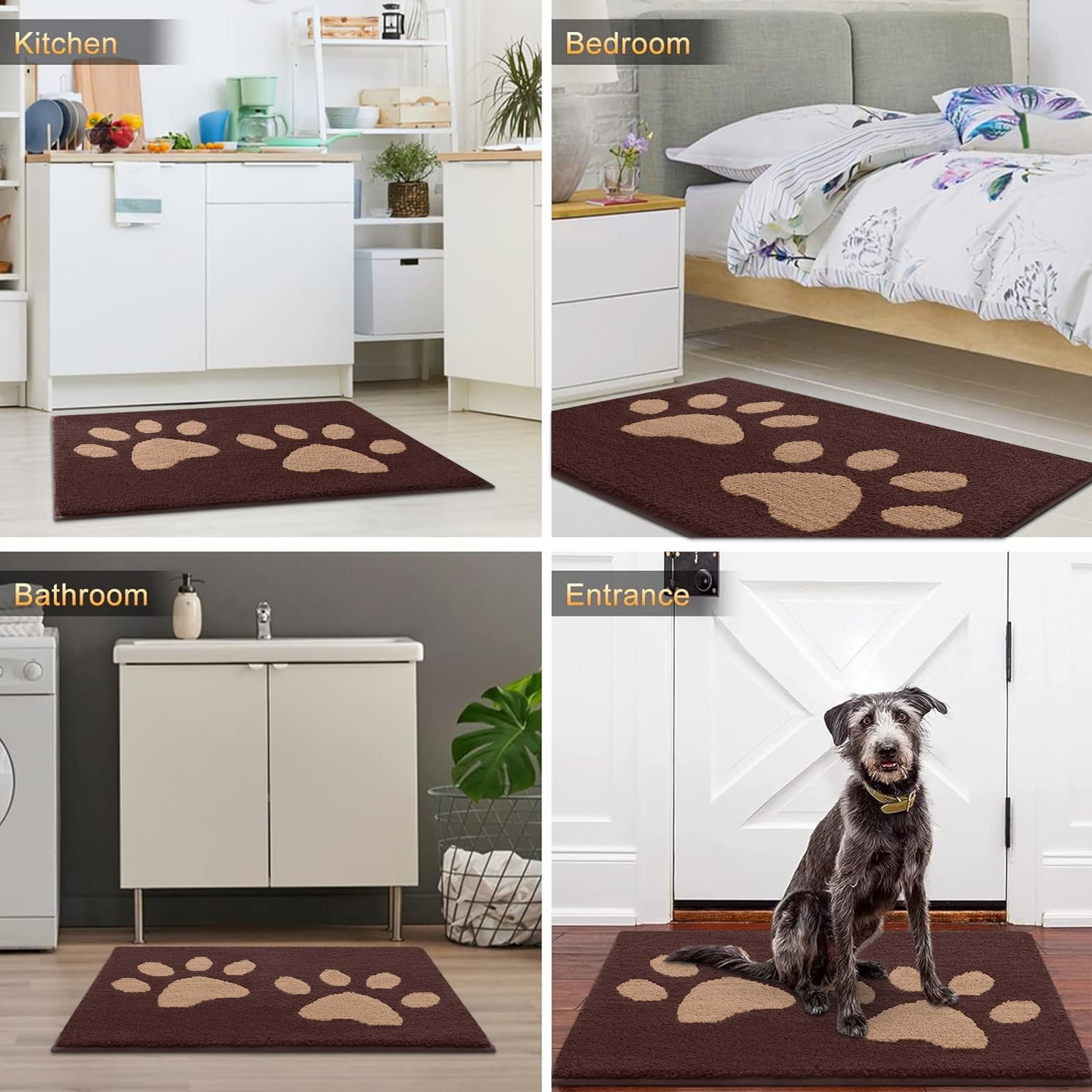 Hapihappy-alfombrilla para puerta de entrada para perro, absorbente, resistente a la suciedad, lavable, para puerta delantera y trasera, antideslizante, duradera para el hogar