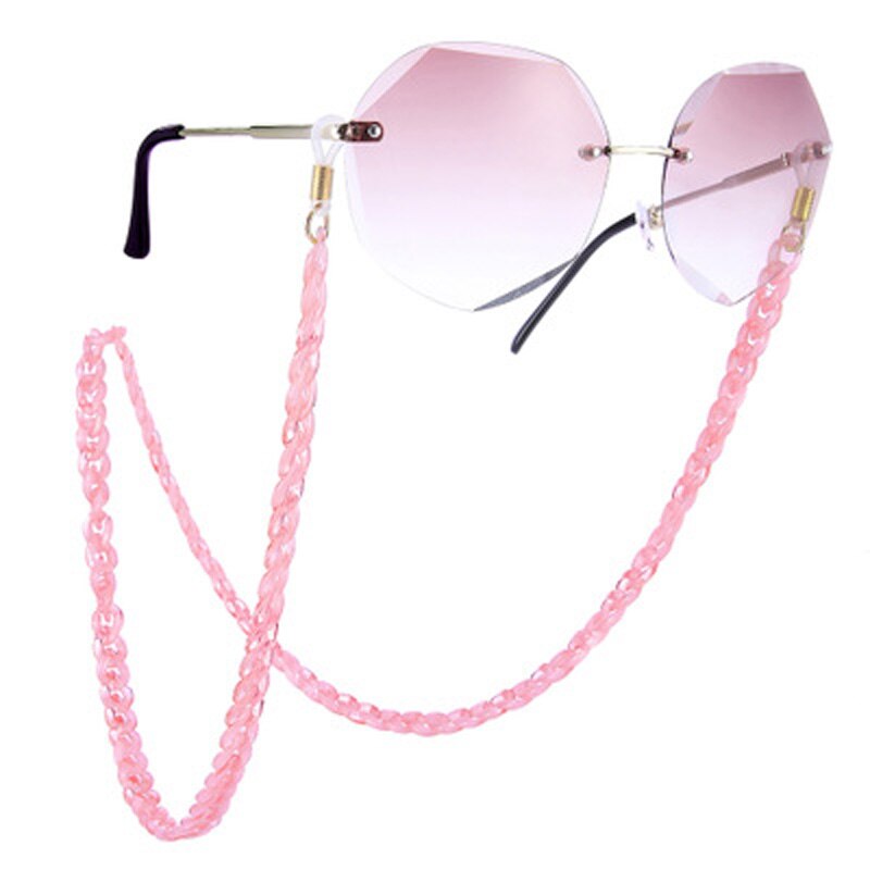Glasses Chain Alligator Clip Crystal Sunglasses Glasses Lanyard Mask Glasses Chain Dual-use Personality Handmad: pink